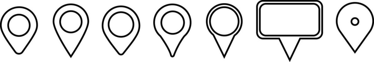 Big Set Location icon. Map pin sign. location pin place marker. Group Map marker pointer icon. Location indicator GPS location symbol collection. Red Outline icon. Vector