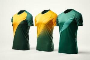 Mockup sports football team uniforms multicolors shirt, Generative AI illustration photo