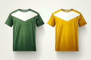 Mockup sports football team uniforms multicolors shirt, Generative AI illustration photo