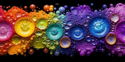 Generative AI, Macro close-up colorful paint background, rainbow colors photo