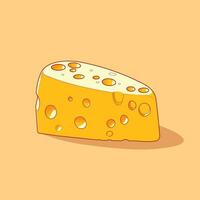 Illustration of a piece of cheese isolated on a yellow background vector