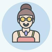 Icon Lady. related to Indigenous People symbol. color mate style. simple design editable. simple illustration vector