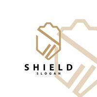 Simple Minimalist Security Shield Logo Design Vector Illustration Template