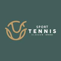 tenis logo diseño, torneo deporte, pelota y raqueta vector sencillo silueta ilustración