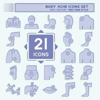 Icon Set Body Ache. related to Healthy symbol. two tone style. simple design editable. simple illustration vector