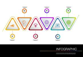 Infographic 6 step triangle shape road map for business chart to present data, progress, direction, clean design vector