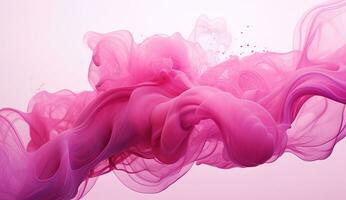 Generative AI, Flowing light pink, viva magenta smoke with splashes. Soft fluid banner, spring female mood, 3D effect, modern macro realistic abstract background illustration, ink in water effect. photo