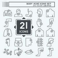 Icon Set Body Ache. related to Healthy symbol. line style. simple design editable. simple illustration vector