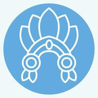 icono indio rojo corona. relacionado a indígena personas símbolo. azul ojos estilo. sencillo diseño editable. sencillo ilustración vector
