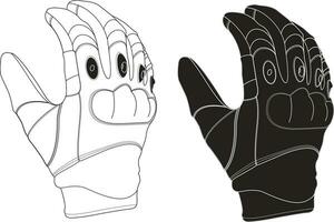 Combat Glove Design Technical Illustration Template vector
