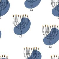 Seamless pattern Doodle Menorah. Candle. candlestick. Jewish new year. Hanukkah vector