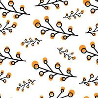 Seamless pattern Doodle berry branch. Branch with rowan. Berries for Hanukkah vector