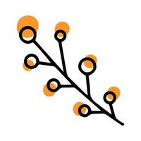 Doodle berry branch. Branch with rowan. Berries for Hanukkah vector