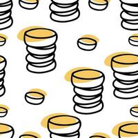 Seamless pattern Doodle coins. Hanukkah money. Shekel. Chocolate coin vector