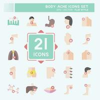 Icon Set Body Ache. related to Healthy symbol. flat style. simple design editable. simple illustration vector