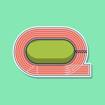 Running competition element cartoon, vector illustration sticker. Vector eps 10