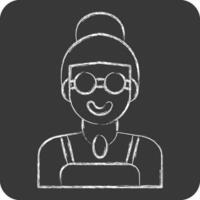 Icon Lady. related to Indigenous People symbol. chalk Style. simple design editable. simple illustration vector