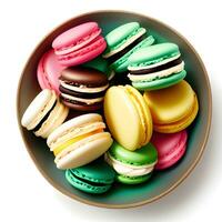 colorful macaroon in a bowl. photo