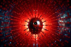 Abstract red virus in digital space technology concept photo