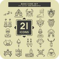 Icon Set American,Indian. related to Indigenous People symbol. hand drawn style. simple design editable. simple illustration vector