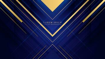 Abstract golden triangle and lines on blue background vector