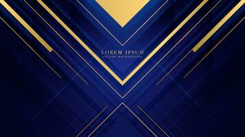 Abstract golden triangle and lines on blue background vector