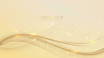 Luxury background with gold lines, sparkle glowing effect and bokeh decoration. Elegant style design template concept vector