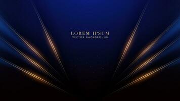 Diagonal gold lines with shiny dots effect decoration on dark blue luxury background vector