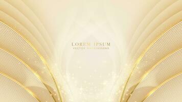 Luxury style design background. Gold curve, golden lines elements and glitter light shiny decoration vector
