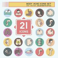 Icon Set Body Ache. related to Healthy symbol. color mate style. simple design editable. simple illustration vector