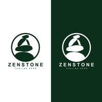 Stone Logo, Vector Zen Meditation Stone Balance Tranquility, Yoga Minimalist Simple Design, Silhouette Illustration