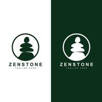 Stone Logo, Vector Zen Meditation Stone Balance Tranquility, Yoga Minimalist Simple Design, Silhouette Illustration