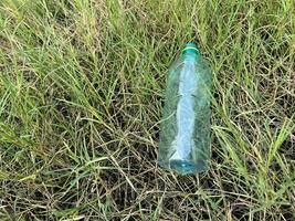 plastic bottles in the garden photo