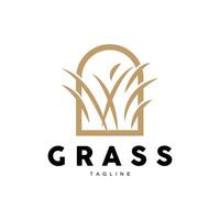 Green Grass Logo Design, Farm Landscape Illustration, Natural Scenery Vector