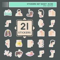 Sticker Set Body Ache. related to Healthy symbol. simple design editable. simple illustration vector