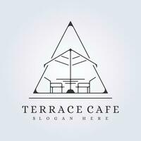 outdoor terrace cafe logo symbol icon sign line art vector illustration design badge