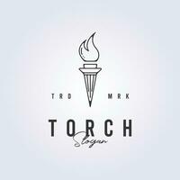 simple torch fire logo line art symbol icon template background vector illustration design