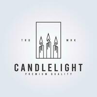 candle light logo line art minimalist simple icon symbol vector illustration design