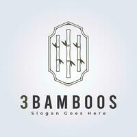 3 bambúes logo vector ilustración diseño