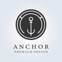 nautical anchor logo icon symbol line art marine sign template background vector illustration design