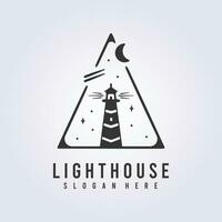 lighthouse symbol logo icon black vintage vector illustration template background design