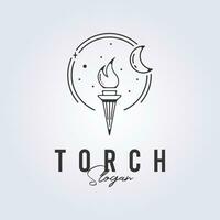 simple torch fire logo line art symbol icon template background vector illustration design