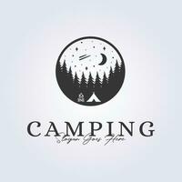 night camping logo badge sticker icon symbol vector illustration design