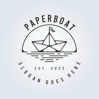 paper boat line art vector logo illustration design