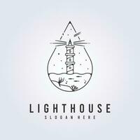 lighthouse symbol logo icon line art vector illustration template background design