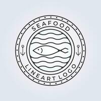 seafood fish logo line art  icon symbol sign template background vector illustration design