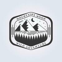 scenery of mountain logo sticker label icon symbol vector illustration design