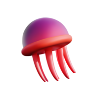 jellyfish 3d rendering icon illustration png