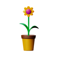 flower pot 3d rendering icon illustration png