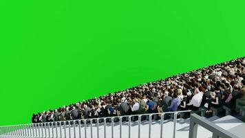 Crowd of 3D People Sitting on Stadium Grandstand with Green Screen Background video
